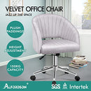 ALFORDSON Layla Velvet Office Chair Swivel Fabric Armchair,Height Adjustable Mid-Back Task Chair for Kids Adult Study Work, Computer Desk Chair Modern Home Office Gaming Chair (Grey)