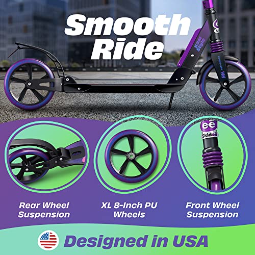 Scooter for Kids Ages 6-12 - Scooters for Teens 12 Years and Up - Adult Scooter with Anti-Shock Suspension - Scooter for Kids 8 Years and Up with 4 Adjustment Levels Handlebar Up to 41 Inches High