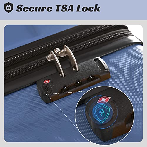 Merax Luggage Set 3 Piece Expandable Lightweight Spinner Suitcase with Corner Guards, Blue., 3-Piece Set (20/24/28), Merax Luggage Set 3 Piece Expandable Lightweight Spinner Suitcase With Corner Guards (Blue.)