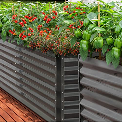 Livsip 2 X Garden Bed Galvanised Steel Large Raised Beds Kits Planter for Vegetable Flower Fruits with Gardening Gloves and Pegs, 160 x 80 x 73CM