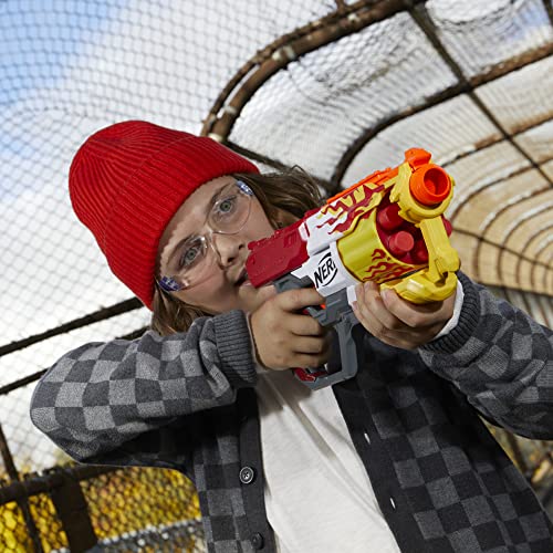 Nerf Mega CycloneShock Toy Blaster, Hotrod Color Style, 6-Dart Drum, 6 Nerf AccuStrike Mega Darts, Easy Priming (Amazon Exclusive)
