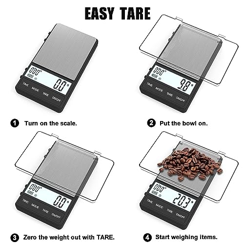 Disenkelubo Digital Mini Coffee Scale, 1000g /0.1g Pocket Scale with Timing Function, Electronic Smart Scale, LCD Backlit Display, Tare, Auto Off