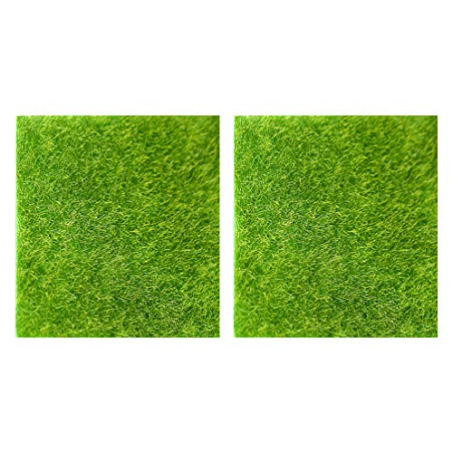 TOYANDONA 2pcs Artificial Grass Turf Fake Moss Rug Mats 30cmx30cm Mini Lawn Carpet for Dollhouse Fairy Garden Ornament
