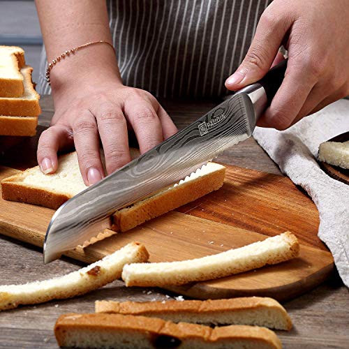 PAUDIN Bread Knife, 8 Inch Bread Slicing Knife, German High Carbon Stainless Steel Serrated Edge Knife with Ergonomic Handle, for Homemade, Crusty Bread
