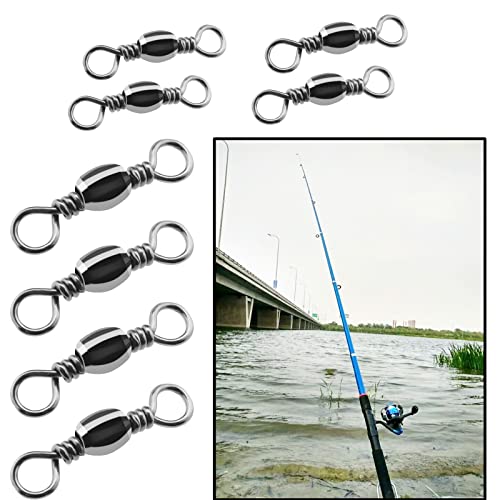 300Pcs 8# Fishing Rolling Swivel 10# Fishing Swivels Barrel Metal Fishing Tackle Line Connector Fishing Accessories for Saltwater Freshwater