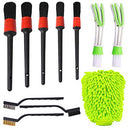 5 Pcs Detailing Brush Set with Wire Brush, Car Wash Mitts, AIFUDA Car Cleaning Brush Kit for Auto Detailing Cleaning Car Motorcycle Interior, Exterior,Leather, Air Vents