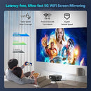 4K Projector Auto Focus HDR WiFi 6, Smart Daylight Projector 4K High Lumen 1200 ANSI LED 1080P Native Ultra HD Ceiling Mounted Home Theater Wedding Indoor Outdoor with Bluetooth HDMI USB Ethernet Apps