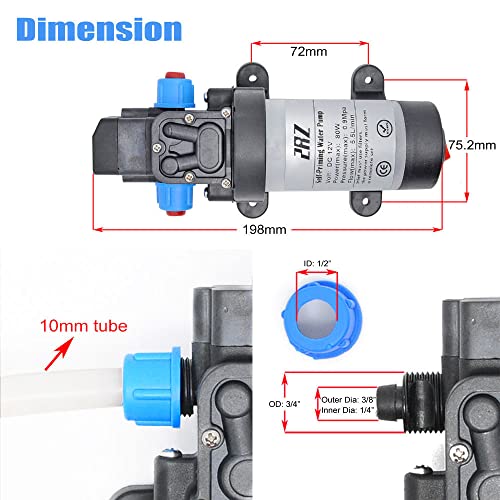 2RZ 12V 80W Portable Self-Priming Water Pump Kit, High Pressure Washer with Car Charger for Marine Deck, Car Campervan, Gardening and Camping, Pet(131PSI)