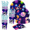 YimaiX Space Party Supplies, Space Party Disposable Tableware Paper Plates Napkins Straws for Space Astronaut Outer Galaxy Theme Birthday Party Decoration Serves 16 Guests