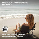 HITORHIKE Low Sling Beach Camping Concert Folding Chair with Armrests and Breathable Nylon Mesh Back Compact and Sturdy Chair