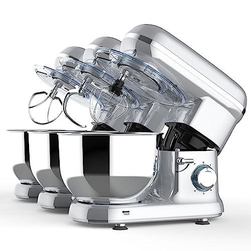 1100W 6-Speed Classic Stand Mixer w/ 5.5L Stainless Steel Bowl Silver, Electric Stand Mixer Kitchen Machine
