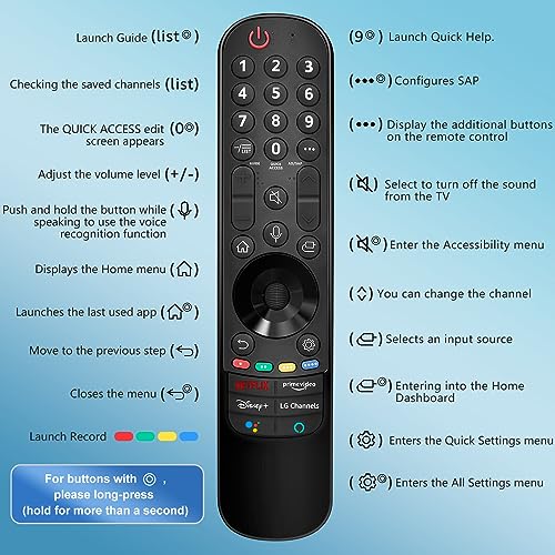 AN-MR21GA for 2021 LG Magic Remote with Pointer and Voice Function Replacement Remote for LG UHD OLED QNED NanoCell 4K 8K Smart TVs