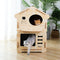 2 Layer Large Wooden Cat House Condo Indoor Kitty Scratching Playhouse Durable for Cats Rabbit