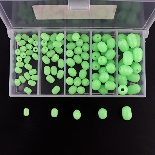 OriGlam 【Happy Shopping Day】 100pcs Soft Plastic Luminous Glow Fishing Beads, Beads Round Beads Fishing Lures, Green Sea Fishing Bead Fishing Tackle Tools