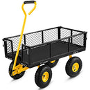 VEVOR Steel Garden Cart 408kg Heavy Duty 900 lbs Capacity with Removable Mesh Sides to Convert into Flatbed, Utility Metal Wagon with 180° Rotating Handle and 10 in Tires, Perfect for Garden