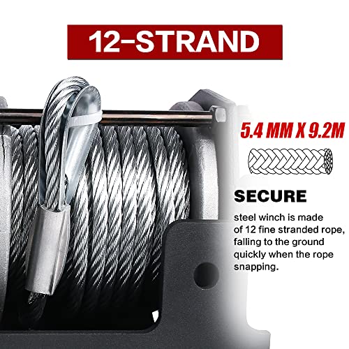 X-Bull 12V 3000LBS/1360kg Electric ATV Winch 2 Remote Wireles Control Steel Cable Boat ATV Kit…