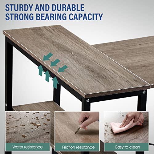 Luxsuite Computer Desk with Shelf L Shape Study Table Writing Workstation Corner Desk Home Office Oak