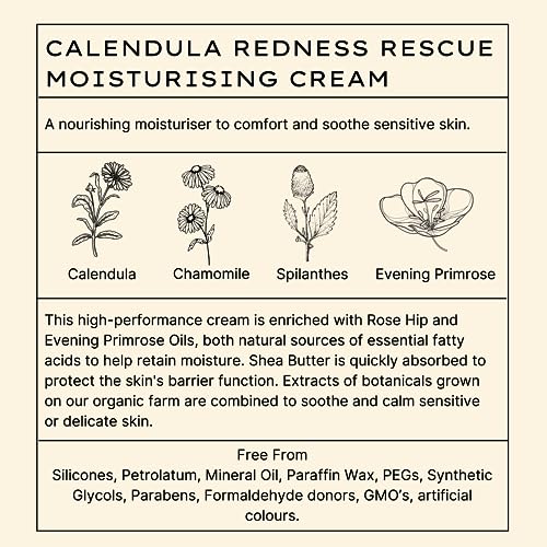 Jurlique Calendula Redness Rescue Soothing Moisturizing Cream, 3.3 Ounce(Pack of 1)