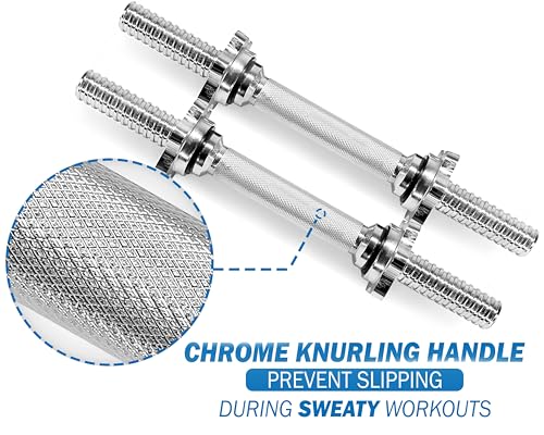 Yes4All 1-inch Dumbbell Handles with Collars - Dumbbell Handle Standard for 1-inch Plates Weight Set (Chrome, Set of 2)