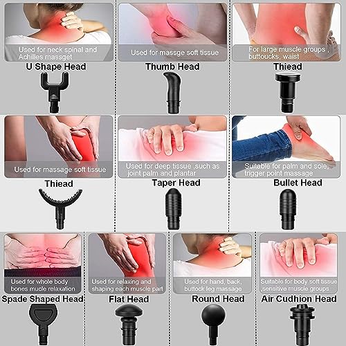 Muscle Massage Gun Deep Tissue for Athletes, Percussion Massagers for Neck Back, Shoulder Body Pain Relief, 30 Speeds Quiet Handheld Massager, LCD Touch Screen with 10 Heads