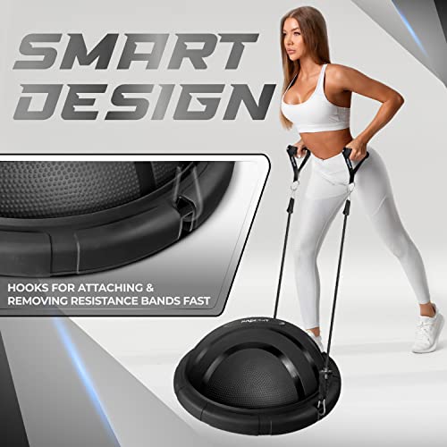 Yes4All Upgraded Premium Half Ball Balance Trainer with Hook, Stability Ball for Exercise, Home Gym Full Body Workouts - Black
