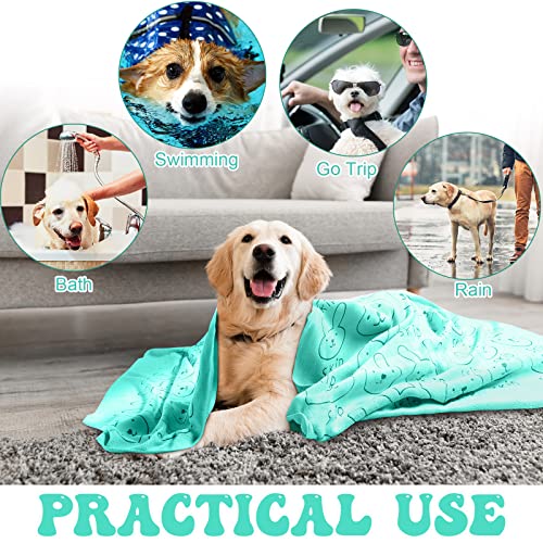 8 Pcs Dog Drying Towels Bulk 55'' x 28'' Pet Grooming Towels Absorbent Microfiber Dog Bath Towels Quick Drying Puppy Bathing Towel for Small Medium Large Dogs Cats Pets Bathing Grooming (Cyan)