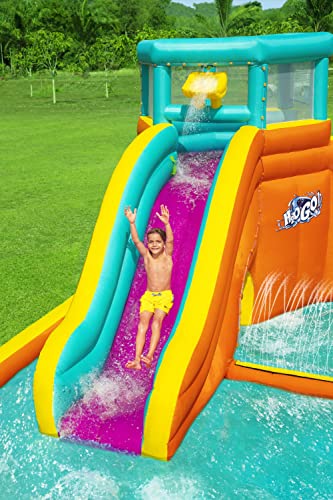 Bestway Inflatable Water Park 5.65x3.73x2.65m Slide World Jumping Castle, Climbing Wall Game, Double Slides Blow Up Playground Bouncer for Outdoor