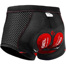 X-TIGER Men's Cycling Underwear Shorts 5D Padded Gel,MTB Biking Shorts Pants with Breathable,Adsorbent Design, Mens, Black-Red, Asia XL=US L