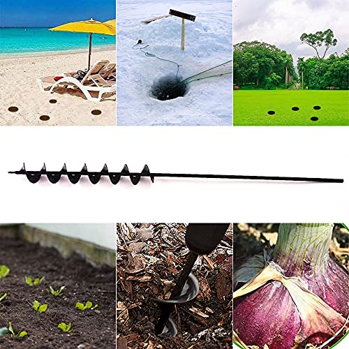 32" x 2" Extended Length Garden Auger Drill Bit for Planting Bulb & Bedding Plant Auger 100% Solid Barrel-No Need to Squat Post Hole Digger for 3/8" Hex Drive Drill- Earth Auger Bulb Planter Tool