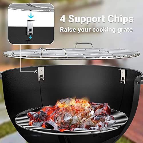 onlyfire BRK-6023 Pizza Oven Conversion Kit for 57 CM/ 22.5” Kettle Grills and Smoker, stainless steel ring with thermometer, pizza stone, aluminum pizza peel