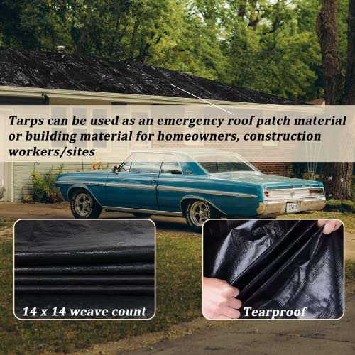 UCINNOVATE Black Poly Tarp 3 x 4 m Heavy Duty Waterproof Tarpaulin, 14 mil Durable Black Cover Sheet with Grommets for Outdoor, Truck, Cargo, Pool, Storage Shed, Frame, Emergency Roof, Hay-Pile