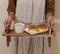 ZENFUN Acacia Wooden Board on Stand, Detachable Raised Serving Tray Cheese Platter Countertop Shelf Organizer for Charcuterie, Home Decor, Outdoor Picnic, Double-Handle, 16.5 x 5.5 x 6.7 inches