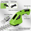 Ykgutilu Electric Hand Held Grass Shear Hedge Trimmer Shrubbery Clipper Cordless Battery Powered Rechargeable for Garden and Lawn