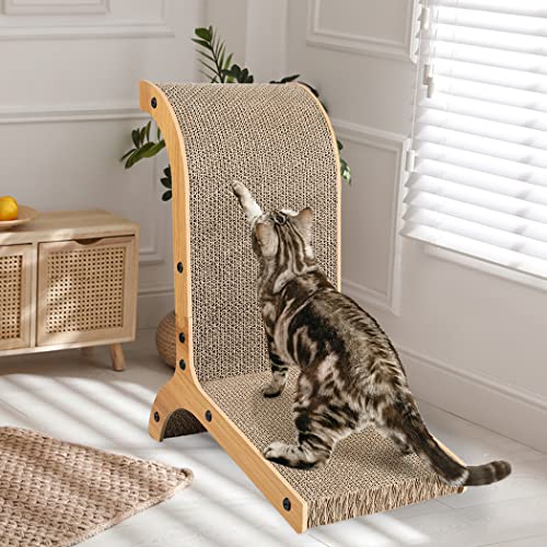 PaWz Cat Scratching Board Scratch Pad Scratcher Corrugated Cardboard Box MDF Frame Vertical Furniture Protector for Indoor Cats, Large Size