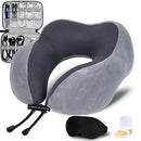 BEOPARY Travel Pillow & Cable Organizer, 100% Pure Memory Foam Neck Pillow 360-Degree Head Support Travel Neck Pillow for Airplane with 3D Eye Masks, Earplugs & Electronics Bag for Travel Accessories