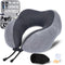 BEOPARY Travel Pillow & Cable Organizer, 100% Pure Memory Foam Neck Pillow 360-Degree Head Support Travel Neck Pillow for Airplane with 3D Eye Masks, Earplugs & Electronics Bag for Travel Accessories