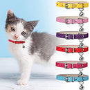 6 Pieces Leather Pet Cat Collars with Bell Soft Adjustable Leather Kitten Collars Cute Pet Collars for Small Cat Kitten Puppy (Classic Color)