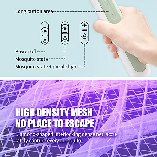 Life'bea Electric Fly Swatter Racket, Mosiller 2 in 1 Smart Bug Zapper with USB Rechargeable Base, 2000 mah,Powerful Mosquitoes Trap Lamp & Fly Killer for Home, Bedroom, Patio