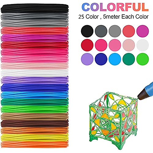 Laiaouay 25 Colors Filament Refills, 1.75mm Premium Filament for 3D Printer/, Each Color 16 Ft