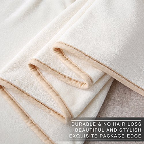 (Travel (130cm -by-150cm), Ivory) - Polar Fleece Throw Blankets Travel Size for The Bed Extra Soft Brush Fabric Super Warm Sofa Throw Blanket 130cm x 150cm (Ivory Travel)