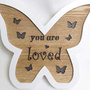 SHATCHI Wooden LED Light Up Table Frame Love Plaque Standing Christmas Office Desktop Decorations – Home/Moon/Star/Heart/Butterfly, White & Brown