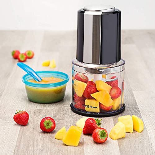 Sensio Home Mini Food Chopper/Small Food Processor – Electric Dicer Suitable for Baby Food, Onion and Other Vegetables - 600ml Blender Bowl and Quad Durable Stainless-Steel Blades – 300W
