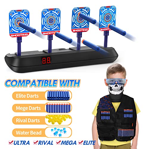 Lehoo Castle Nerf Target, Electronic Shooting Target for Nerf Gun Foam, Digital Target 4 Dart, Nerf Tactical Vest Kit for Boys and Girls