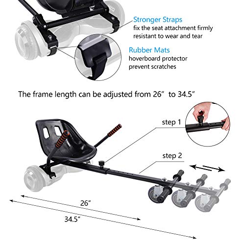 KKA Hoverboard seat Attachment for 6.5”-10” Hoverboard, go Kart Conversion kit, Accessory for self Balancing Scooter, Transform Your Hoverboard into a go cart, Black