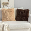 MIULEE Pack of 2 Luxury Faux Fur Throw Pillow Cover Deluxe Decorative Plush Pillow Case Cushion Cover Shell for Sofa Bedroom Car 18 x 18 Inch Chocolate