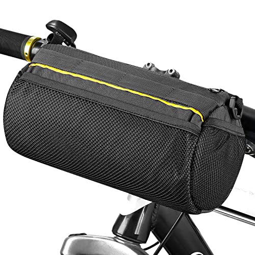 OBOVA Bike Handlebar Bag 3.3L 8-Pocket Waterproof Handlebar Bags for Bicycles with Rain Cover, Shoulder Strap, Bicycle Handlebar Bag Pouch for Road, Mountain Bikes, MTB Storage, Tools