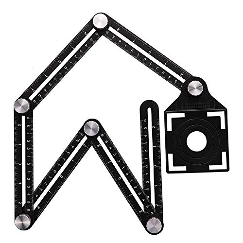 Six-Sided Alloy Angle Measuring Tool, Aluminum Angle Ruler Template Tool Full Metal Measuring Rules Layout Tool for Craftsmen, Engineer, Home DIY, Woodworking, Architect