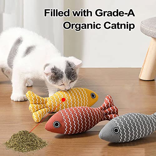 3 Pack Catnip Toy, Fish Cat Toy, Cat Chew Toy Bite Resistant Catnip Toys for Cats, Catnip Cat Toys, Cat Teething Chew Toy