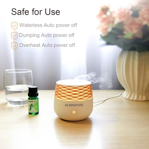 UCINNOVATE Portable Mini Essential Oil Diffusers, 30ml Small Desk Aroma Diffuser for Essential Oil, Ultrasonic Cool Mist Humidifier with LED Night Light, Waterless Auto Shut-Off USB Diffusers