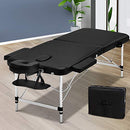 Zenses Massage Table 55cm Portable 2 Fold Aluminium Beauty Bed Black